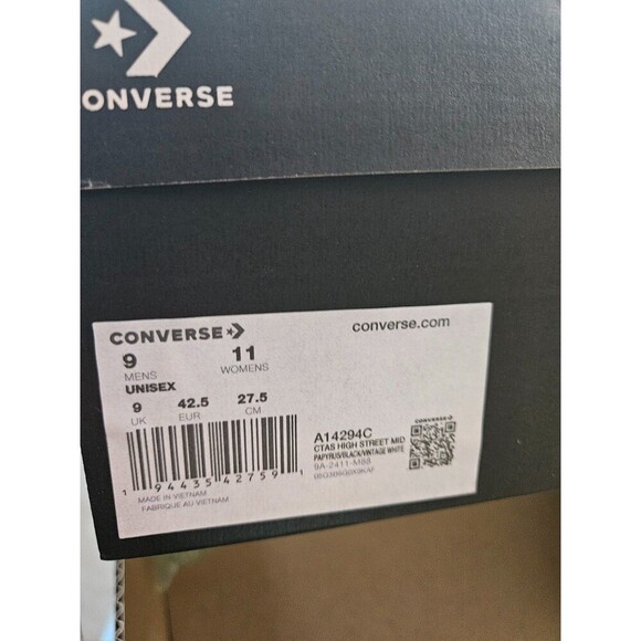 Converse CTAS High Street Mid Shoes Mens Size 9. AC14294C Black/ White/Papyrus - Picture 6 of 6